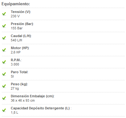 Caractersticas HC155 MTS 