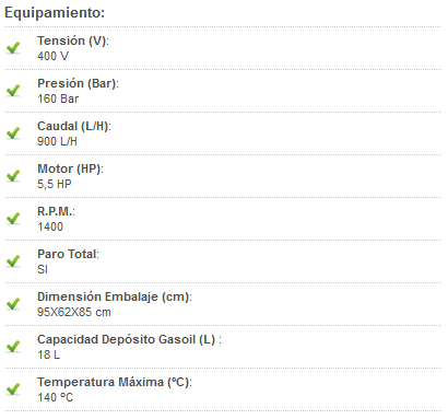 Caractersticas HC160 TTS2 